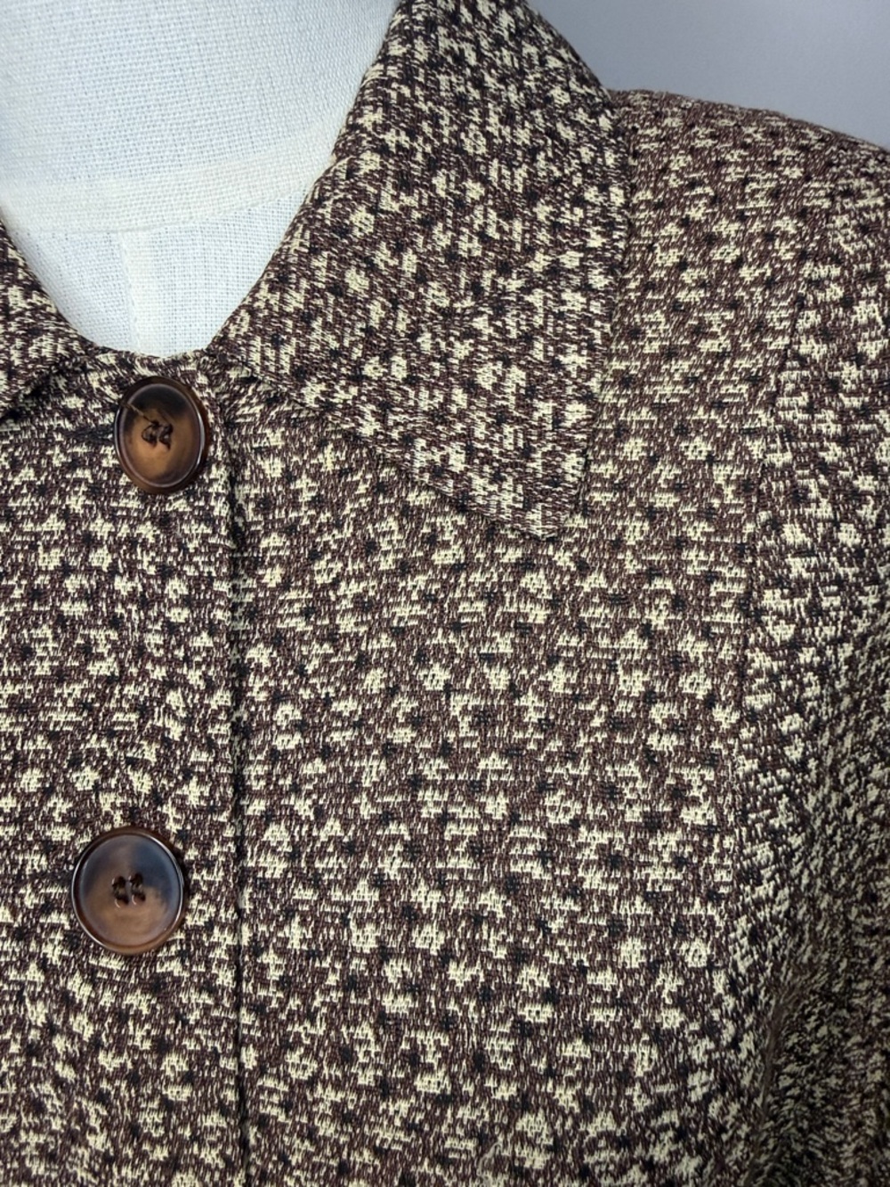 Vintage 90s Tweed Blazer Jacket – Marled Brown Career Style - Picture 3 of 8